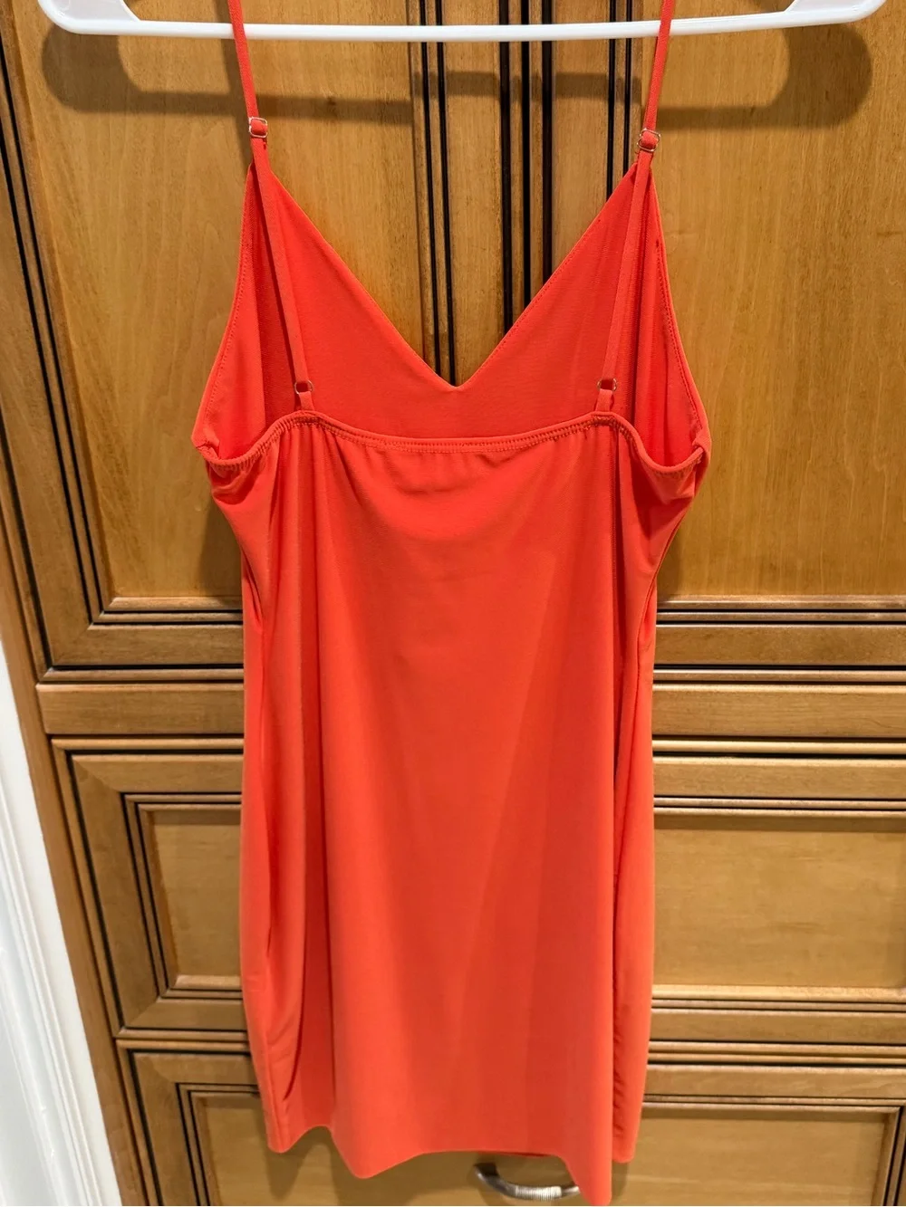 NanaMacs Vibrant Orange Spaghetti-Strap Mini Dress